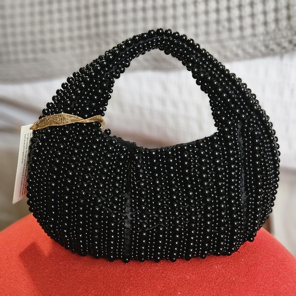 FROM INDIA TO YOU Mini Beaded Shoulder Bag In Black. NWT - Picture 6 of 15